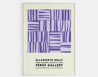 Kelly Ellsworth Purple Stripes Art Poster: Vivid Geometric Print