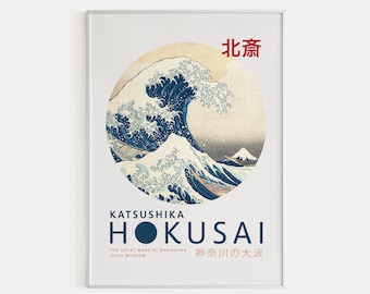 Hokusai Art Print, Japanese Waves, Hokusai Vintage Poster, Japanese Wall Art, Hokusai Poster, The Great Wave