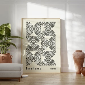 Bauhaus Geometric Poster Print, Black Contemporary Poster, Abstract Wall Art, Linear Design, Bauahus Abstract Poster, Minimalist Decor