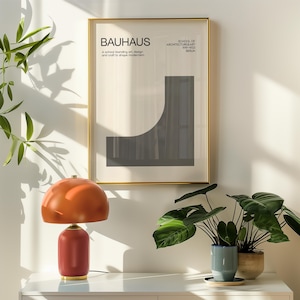 Bauhaus Exhibition Poster: Gray Geometric Print, Mid-Century Modern
