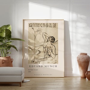 Famous Painting Edward Munch Vintage Exhibition Print, Museum Quality Print, Sketch Wall Art