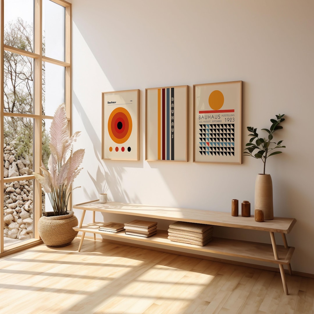 Bauhaus Wall Art Set: Retro Abstract Exhibition Posters - Etsy