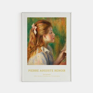 Renoir Wall Art Print, Renoir Painting, Printed Renoir Poster, Renoir Exhibition Poster, La Lecture 1892, Renoir Vintage Poster, Gift Idea