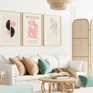 Set of 3 Matisse Prints, Pink Gallery Wall Set, Matisse Abstract Poster, Matisse Wall Set, Wall Art Decor, Matisse Exhibition Poster
