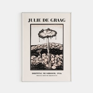 Impresión artística de Julie De Graag, exposición de arte vintage, póster de hongos, póster de arte impreso, impresión artística vintage, arte mural ecléctico, póster de Graag