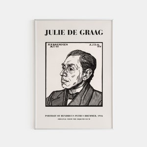 Julie De Graag Impresión de arte, Exposición de arte vintage, Cartel de retrato de Bremmer, Cartel de arte impreso, Impresión de arte vintage, Arte retro, Cartel de Graag