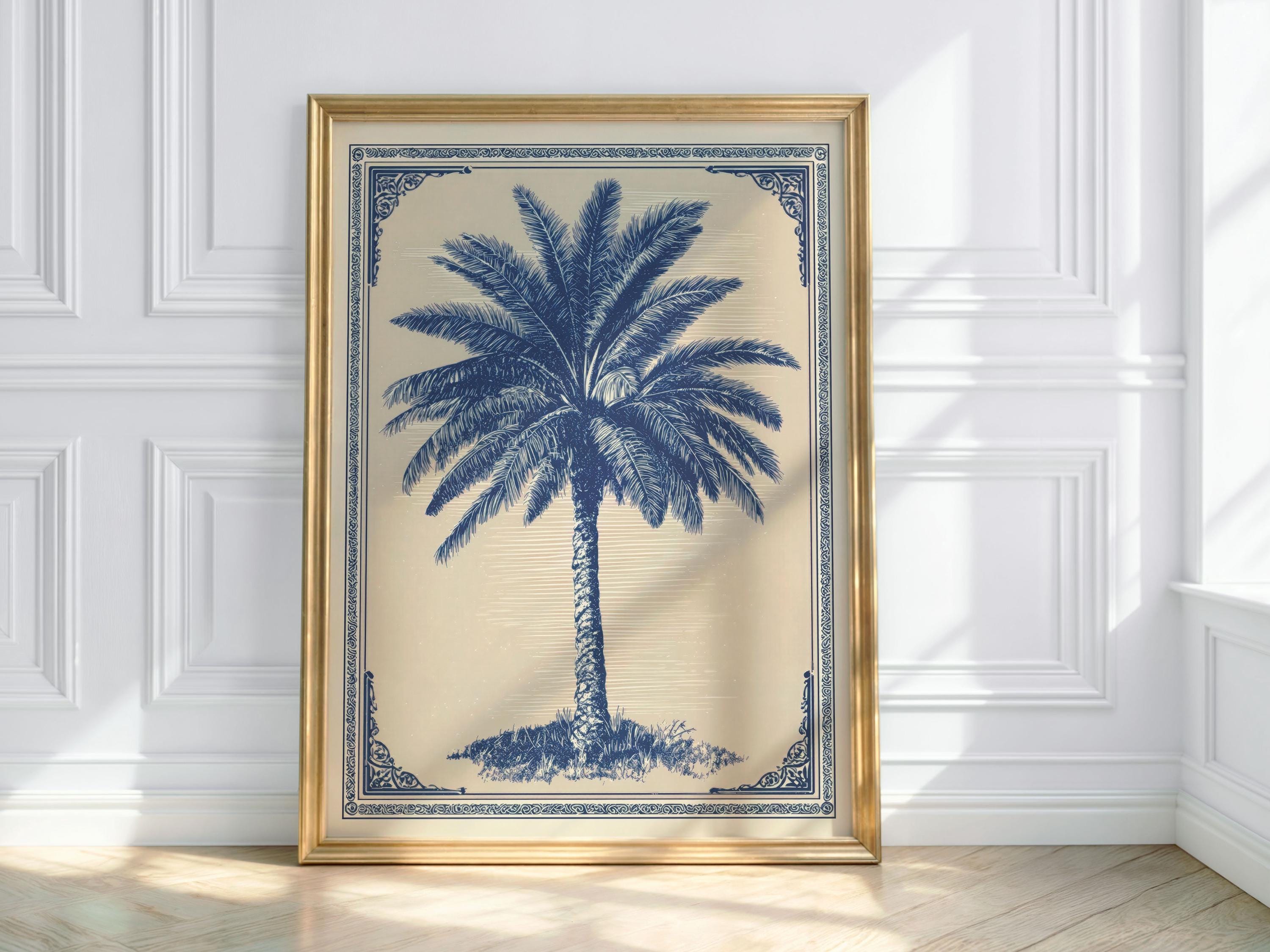 Toile murale avec motif palmier et coucher de soleil sur