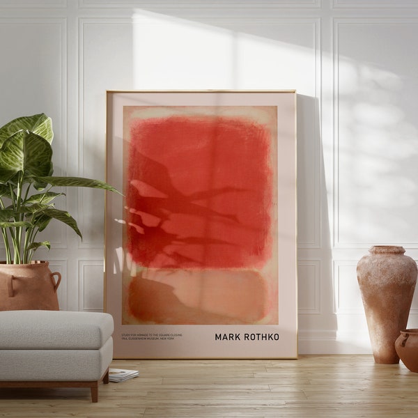 Mark Rothko Art Print, Red and Pink Coral, Minimalist Abstract Poster, Contemporary Wall Decor, Rothko Exhibition Poster