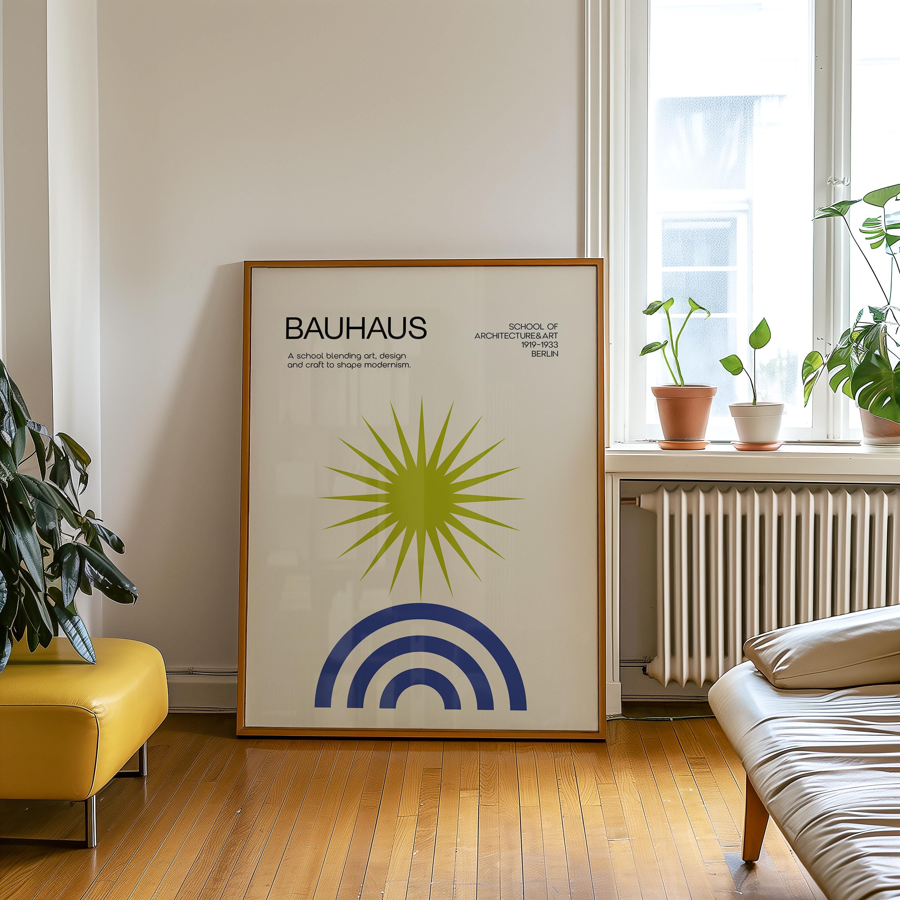 Bauhaus Trendy Sun Poster, Bauhaus Lime Green&blue
