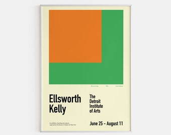 Ellsworth Kelly Exhibition Poster: Orange-Green Color Blocks, Contemporary Art Print
