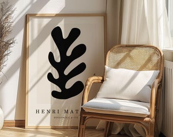 Lámina recortada en negro de Henri Matisse: decoración minimalista para el hogar