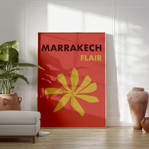 Marrakech Morocco Travel Poster, Eclectic Wall Decor, Preppy Poster, Modern Beach Poster, Coastal Home Decor