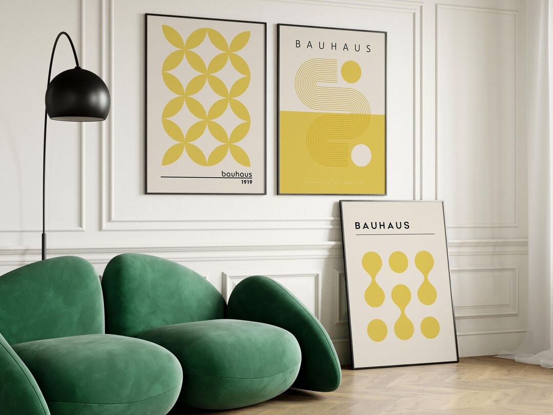 Bauhaus Yellow Prints Set: Mid-century Modern Geometric Art - Etsy