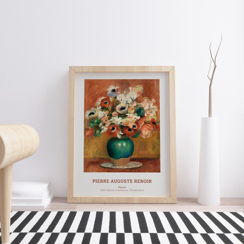 Renoir-kunstprint, bloemenposter, Renoir-schilderij, gedrukte Renoir-poster, Renoir-tentoonstellingsposter, bloemenkunstprint, vintage Renoir-poster, Renoir-poster afbeelding 2