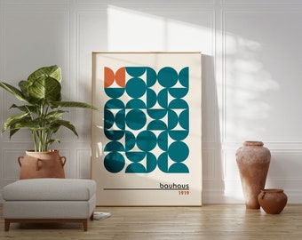 Bauhaus Geometric Poster: Mid-Century Modern Wall Art