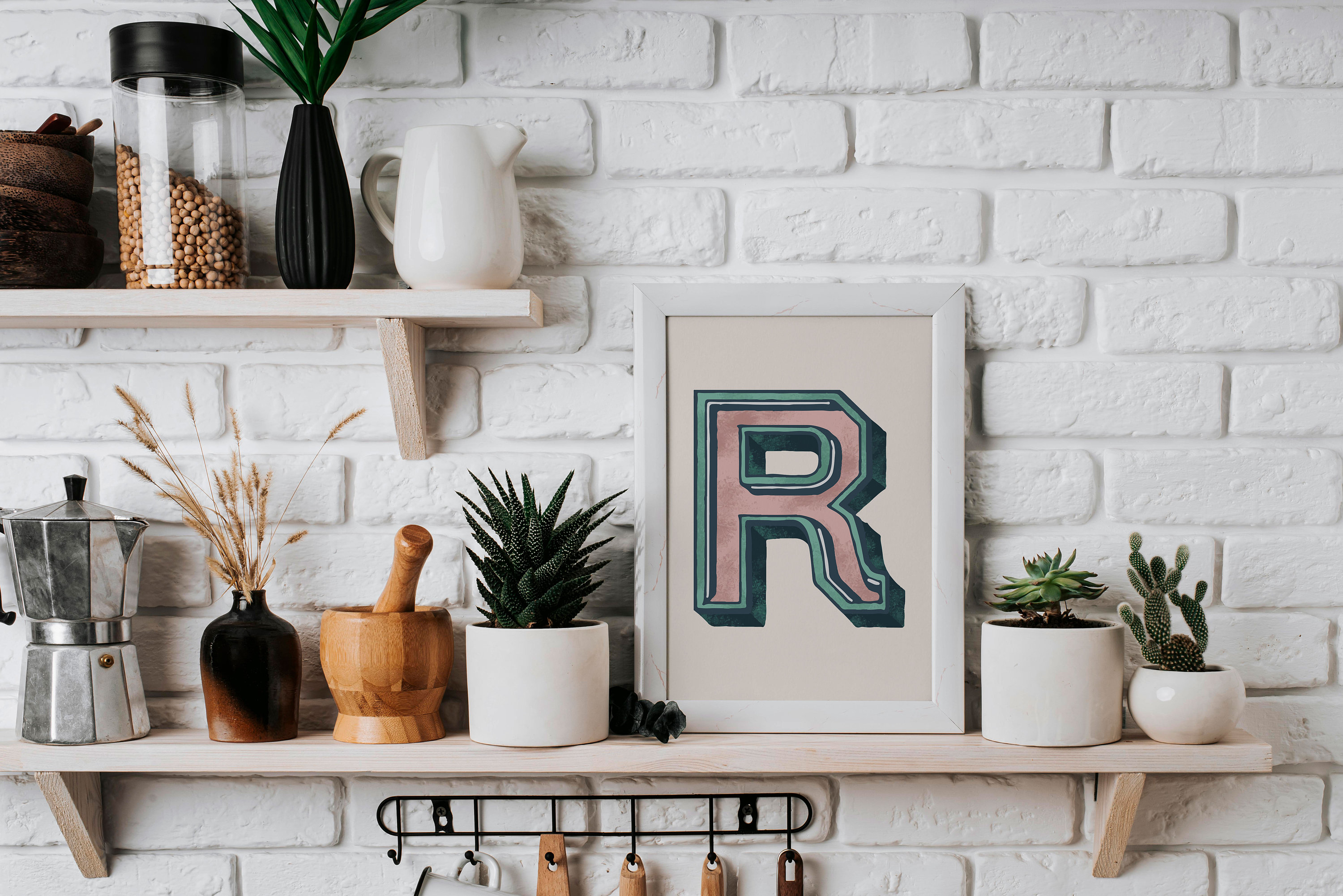 Prettycode R Print Vintage Letter R Print: Eclectic Typography Poster - Etsy