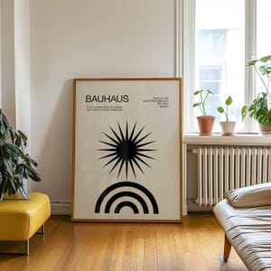 Bauhaus Trendy Sun Poster, Bauhaus Black Blue Exhibition Poster, Geometric Wall Art, Mid Century Modern, Eclectic Home Decor