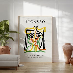 Pablo Picasso Vintage Art Print, Téte de Femme 1962, Cubism Wall Art, Picasso Face Poster, Print Size A2/A3/A4