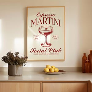 Espresso Martini Poster, Bar Cart Wall Art, Trendy Alcohol Print, Kitchen Decor, Food Wall Art, Vintage Drink Poster, Cocktail Print