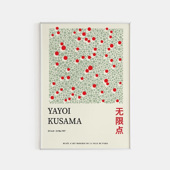 Yayoi Kusama Exhibition Poster: Green-red Dots, Japanese Modern