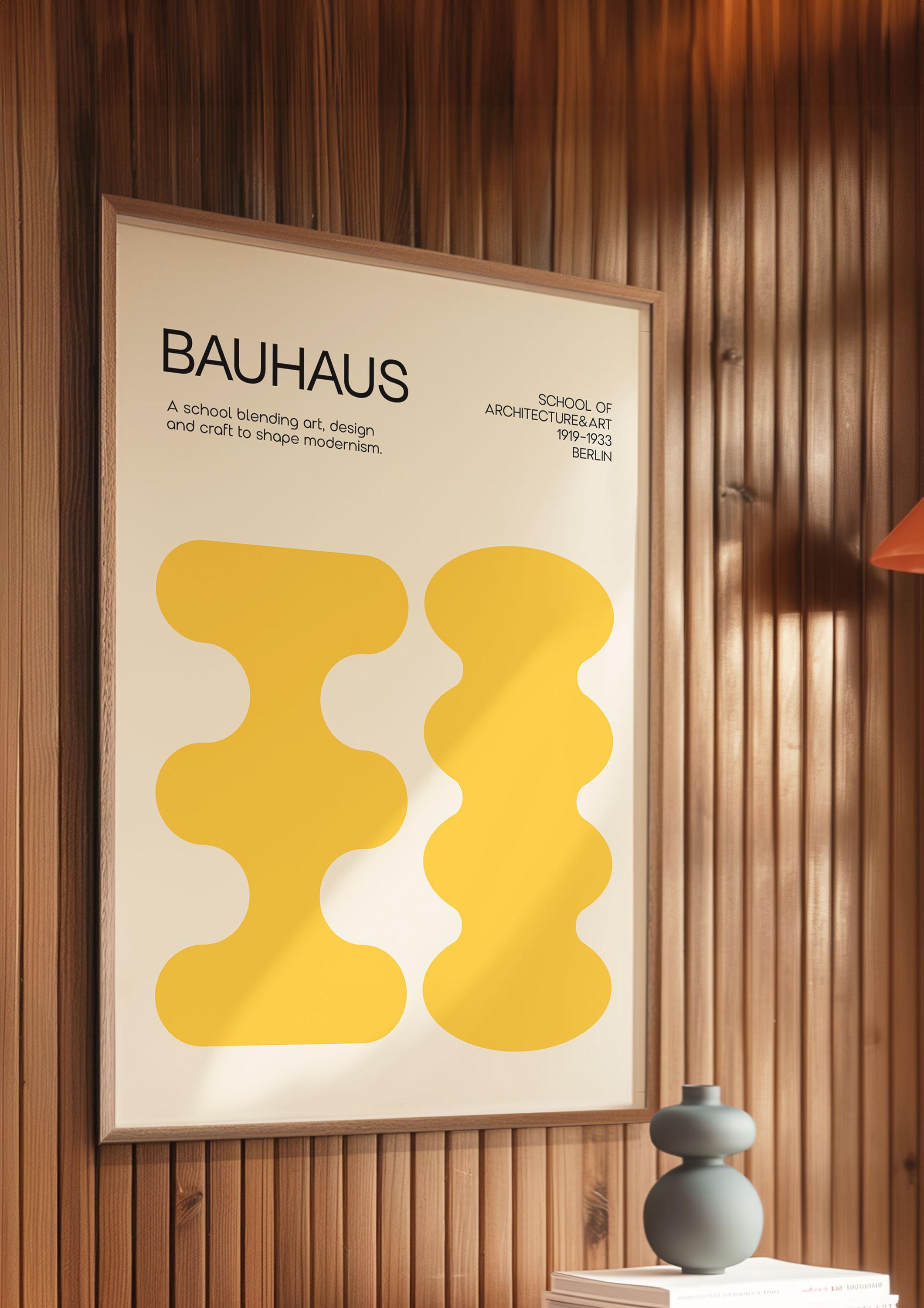 Bauhaus Yellow Wavy Poster: Mid-century Modern Geometric Art - Etsy