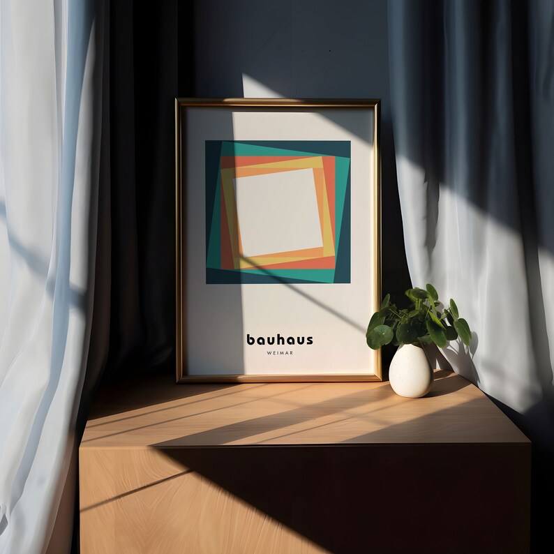 Retro Bauhaus Poster: Geometric Mid Century Modern Wall Art - Etsy