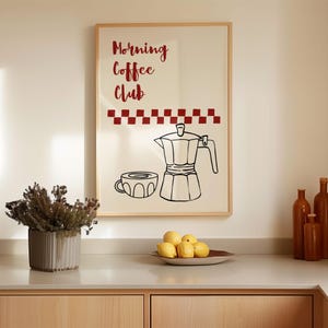Aesthetic Kitchen Breakfast Poster, Trendy Food Drink Print, Hand Drawn Kitchen Prints, Coffee Wine Wall Art, Minimalist Poster