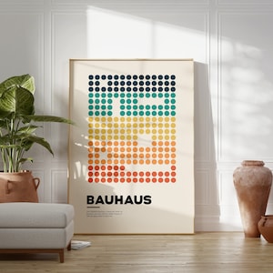 Geometric Retro Bauhaus Poster, Bauhaus Art Print, Mid Century Modern Print, Gallery Wall Art, Minimalist Home Decor