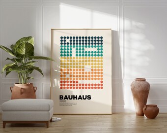 Geometric Retro Bauhaus Poster, Bauhaus Art Print, Mid Century Modern Print, Gallery Wall Art, Minimalist Home Decor