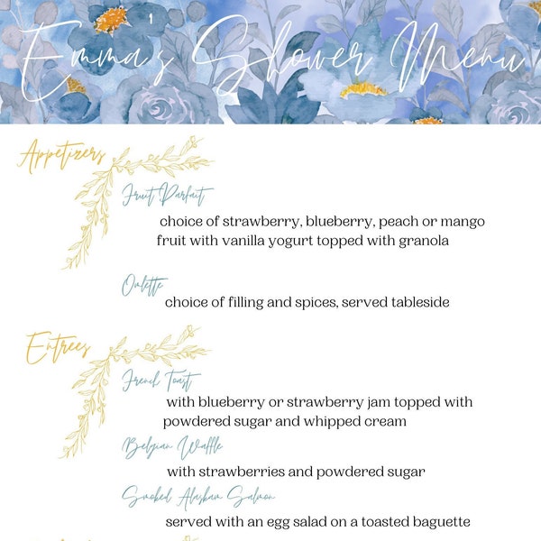 Blue Aster Menu Template