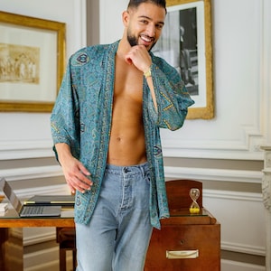 Mens silk casual jackets top