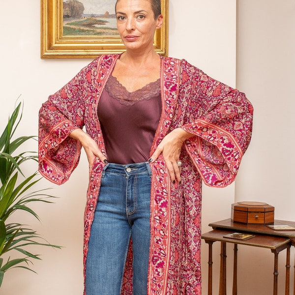 Kimono en soie, Kimono vintage, kimono bohème,  Robe d'intérieur, Cadeau de Noël, Cadeaux pour elle