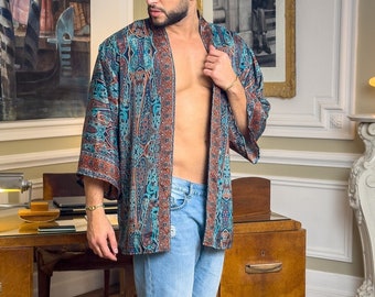 New ! Men's kimono jacket, cardigan jacket, silk kimono, short kimono, gift for him, christmas gift