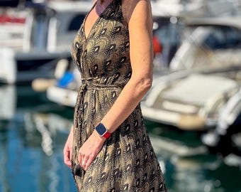 Vestido de seda sin espalda - Vestido bohemio ligero de verano