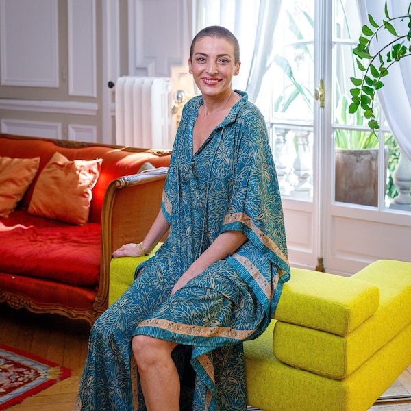 Übergroßes modernes Kaftan-Maxikleid aus Seide, Seidenkleid, lockeres Kleid, Lounge-Kleid, Plus-Size-Kleid, Weihnachtsgeschenk