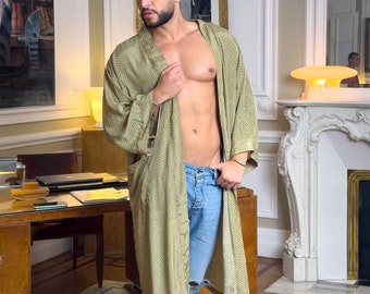 Silk men's kimono, kimono for him, silk bathrobe, dressing gown, gift for him