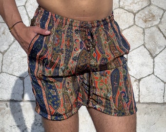 Men's silk beach shorts, vintage silk shorts, men's summer shorts, short shorts for men, gift for him