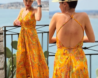 Nouveau ! Robe dos nu en soie / robe d'été  / taille unique / robe boho / Robe légère / robe vintage