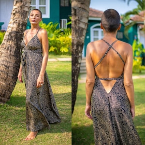 Silk backless dress / summer dress / one size / boho dress / light dress / vintage dress image 1