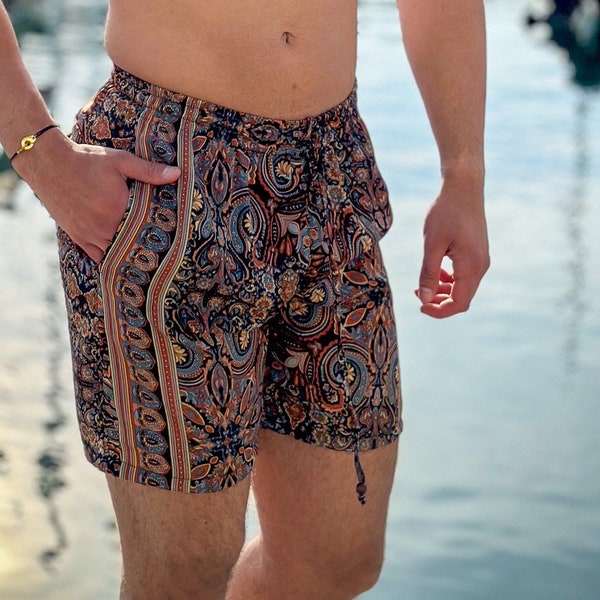 Short de plage en soie pour hommes, short vintage en soie, short d'été pour homme, short court pour homme, cadeau pour lui