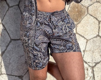 Short de plage en soie pour hommes, short vintage en soie, short d'été pour homme, short court pour homme, cadeau pour lui