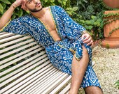 Silk boho men 39 s kimono, kimono for him, silk bathrobe, dressing gown, gift for him
