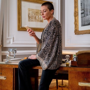 Vintage silk kimono jacket – boho chic cardigan – elegant women’s jacket