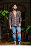 Vintage silk shirt, Men's long sleeve shirt, Boho chic shirt, Retro vintage shirt, Chic shirt for men, Gift for him
