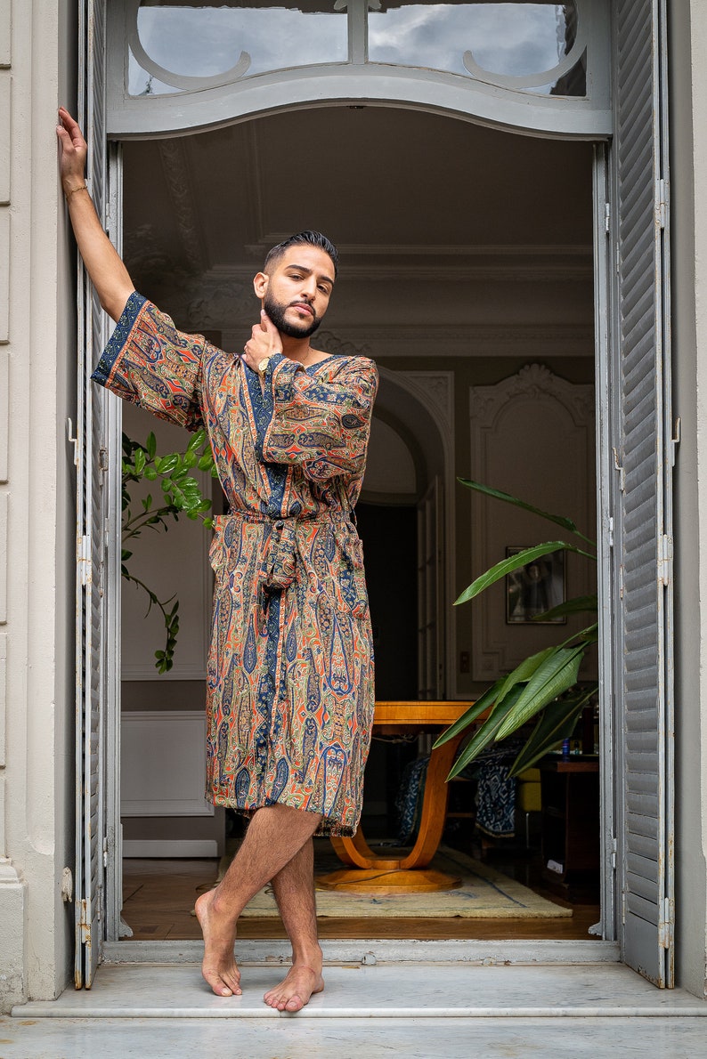 Silk Boho Men's Kimono Kimono for Him Silk Bathrobe Etsy