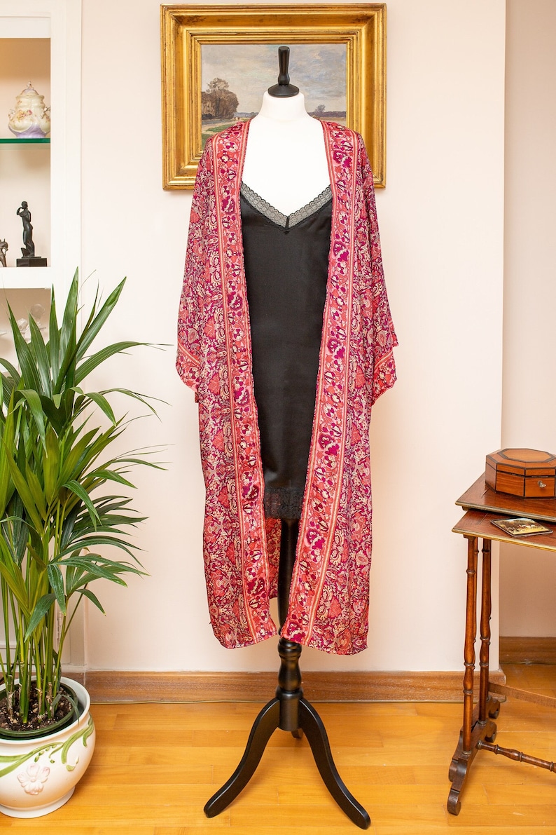 Kimono en soie, Kimono vintage, kimono bohème, Robe d'intérieur, Cadeau de Noël, Cadeaux pour elle image 4