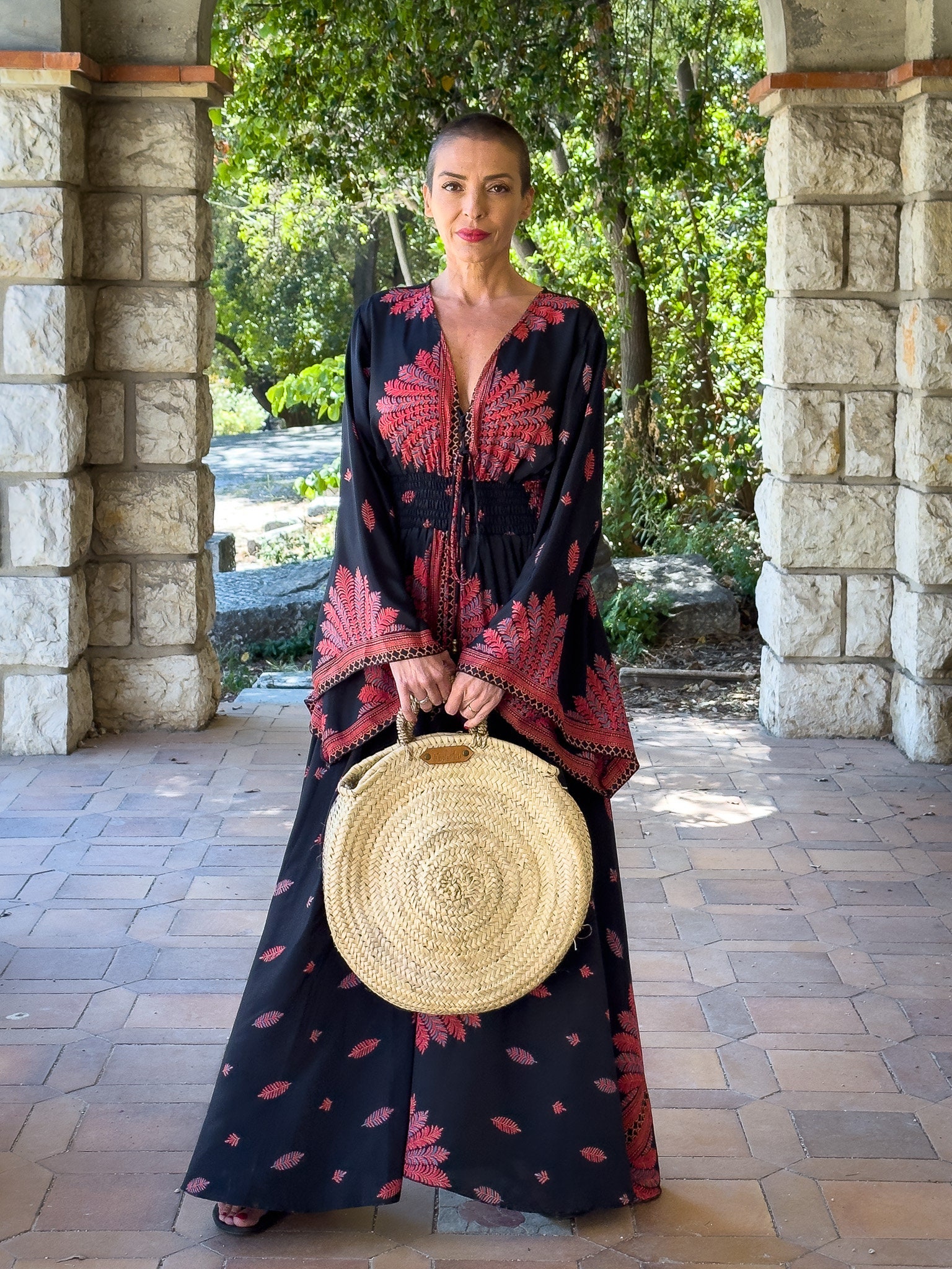 Silk maxi dress - lace-up front, vintage boho style Silk maxi dress - lace-up front, vintage boho style