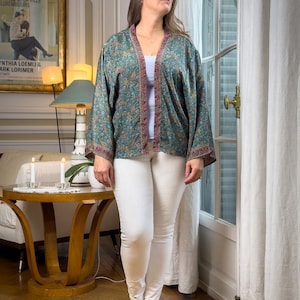 Veste kimono en soie, veste cardigan, kimono vintage, veste bohème, cadeau de noël, cadeau pour elle image 5