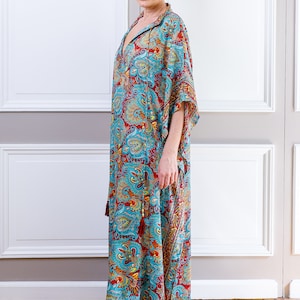 Maxi robe Kaftan moderne en soie oversize, robe en soie, robe ample, robe dintérieur, robe grande taille, cadeau de Noël image 5