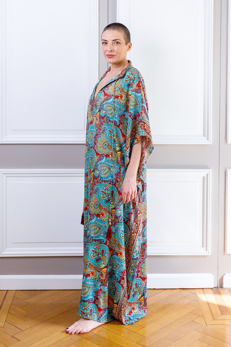 Modern Oversize Silk Kaftan Maxi Dress, Silk Dress, Loose Dress, Home Dress, Plus Size Dress, Christmas Gift image 5